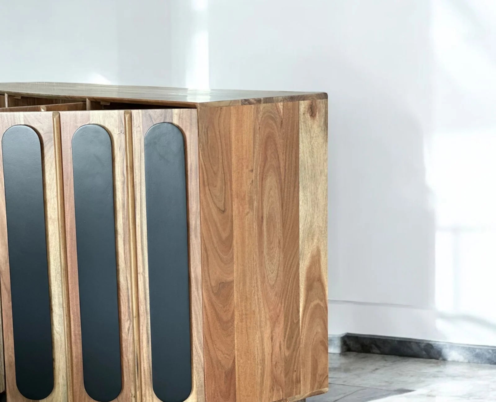 Relaxora Solid Wood Three Door Storage Tall Cabinet