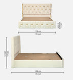 Velvet Upholstered Bed In White color With Box Storage
