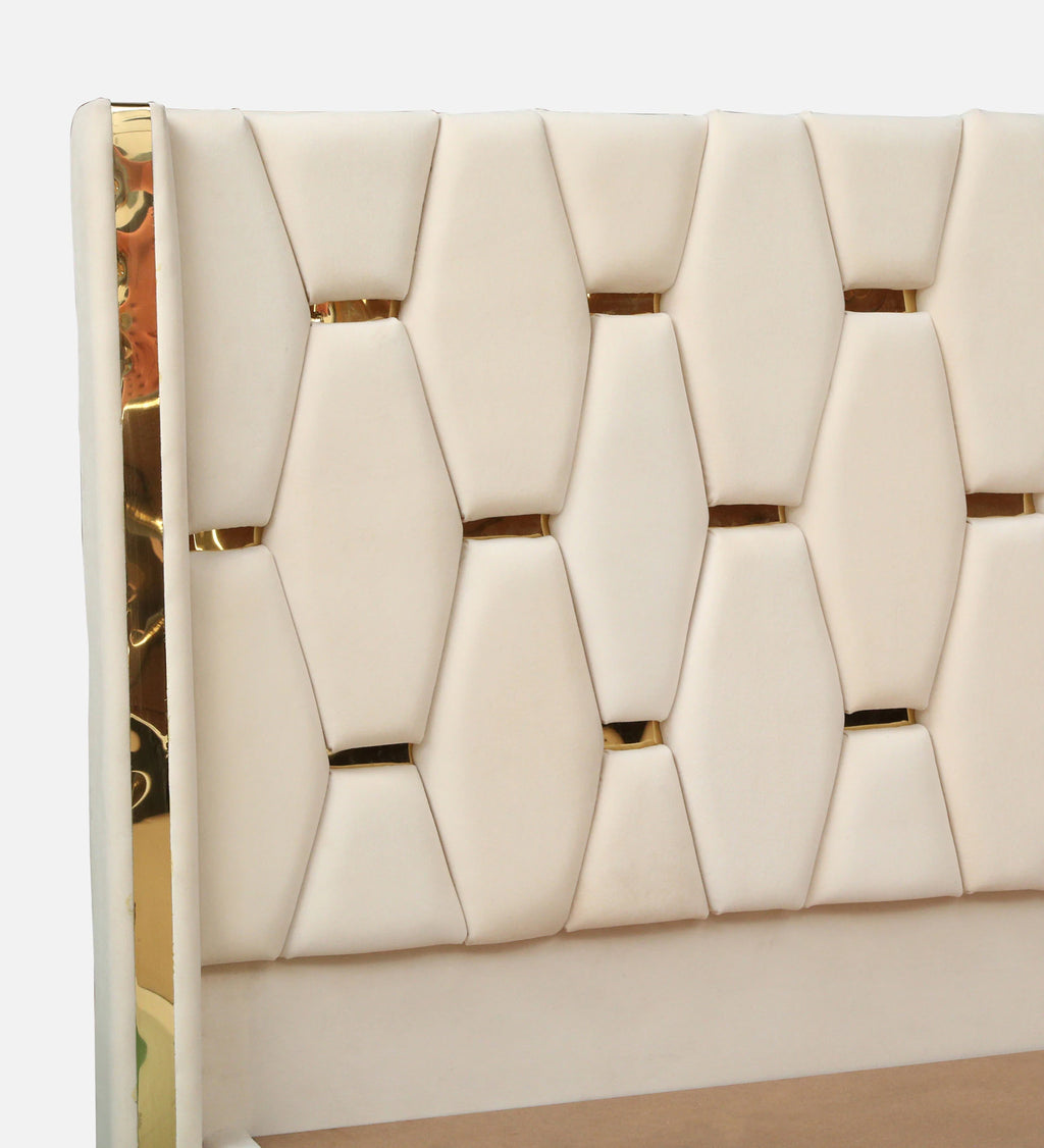 Velvet Upholstered Bed In White color With Box Storage