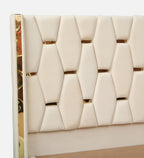 Velvet Upholstered Bed In White color With Box Storage