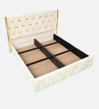 Velvet Upholstered Bed In White color With Box Storage