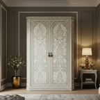 SpaceWoven  Bone Inlay Two-Door Wardrobe | Luxury Handmade Wardrobe