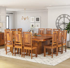 DineCrest Harmony Solid Wood Square Pedestal Dining Room Table Set
