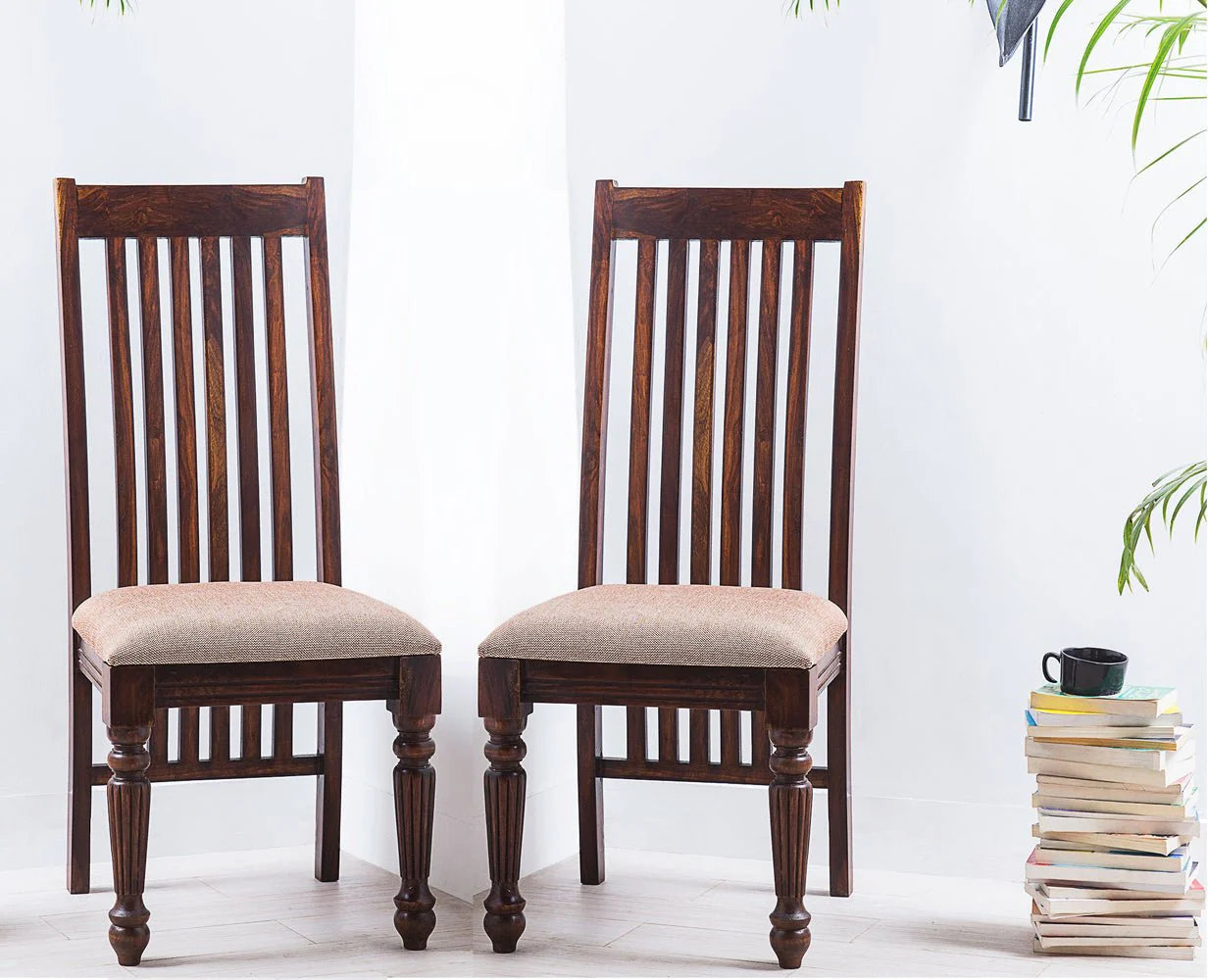 Reclino Sheesham Wood Dining Chair Set Of Two