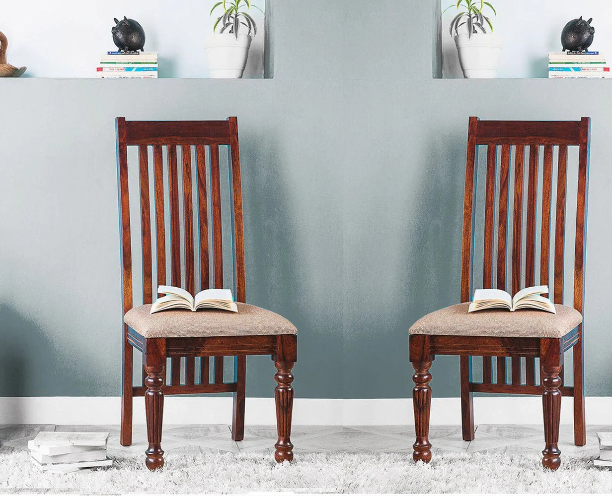 Reclino Sheesham Wood Dining Chair Set Of Two