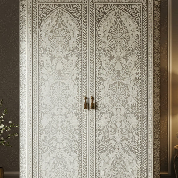SpaceWoven  Bone Inlay Two-Door Wardrobe | Luxury Handmade Wardrobe