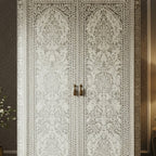 SpaceWoven  Bone Inlay Two-Door Wardrobe | Luxury Handmade Wardrobe