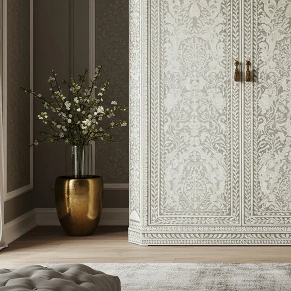 SpaceWoven  Bone Inlay Two-Door Wardrobe | Luxury Handmade Wardrobe
