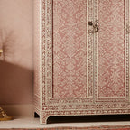 SpaceWoven Handcrafted Wooden Wardrobe with Floral Inlay Design | Luxury Handmade Wardrobe