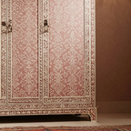 SpaceWoven Handcrafted Wooden Wardrobe with Floral Inlay Design | Luxury Handmade Wardrobe