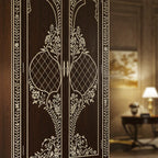SpaceWoven Wooden Wardrobe with Intricate Floral Inlay | Luxury Handmade Wardrobe