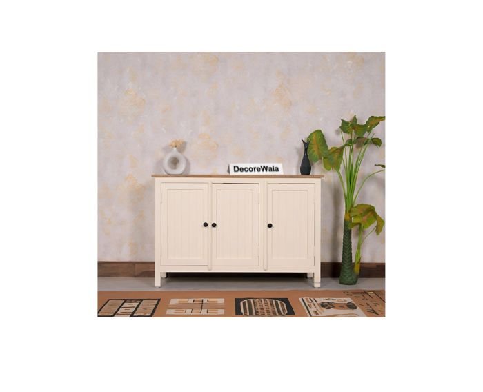 Dreamure Solid Wood Three Door Storage Tall Cabinet