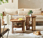 Netra home Rattan Coffee Table with Side Table - Cane Center Table with Shelf for Storage-Bohemian Solid Mango Wood Set of Center and Side Table Office