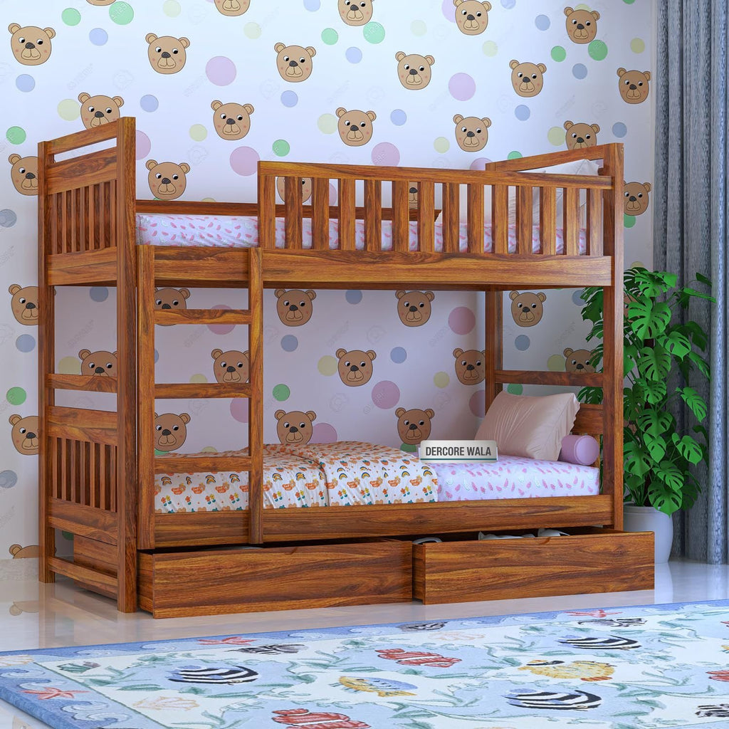 Timblyn Solid Sheesham Wood Bunk Bed (Drawer Storage)