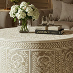 Aromex Handcrafted Bone Inlay Round Coffee Table