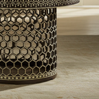 Aromex Handcrafted Inlaid Bone and Wood Round Side Table