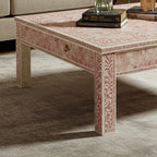 Aromex Handcrafted Pink Bone Inlay Square Coffee Table