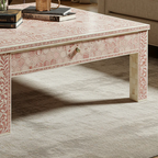 Aromex Handcrafted Pink Bone Inlay Square Coffee Table