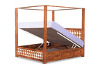 Solid Wood Luxury Poster Bed with Hydraulic Storage