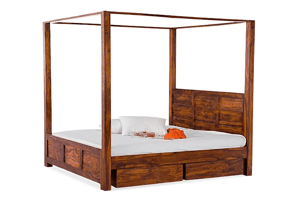 Nestora Solid Wood Poster Bed With Storage Home