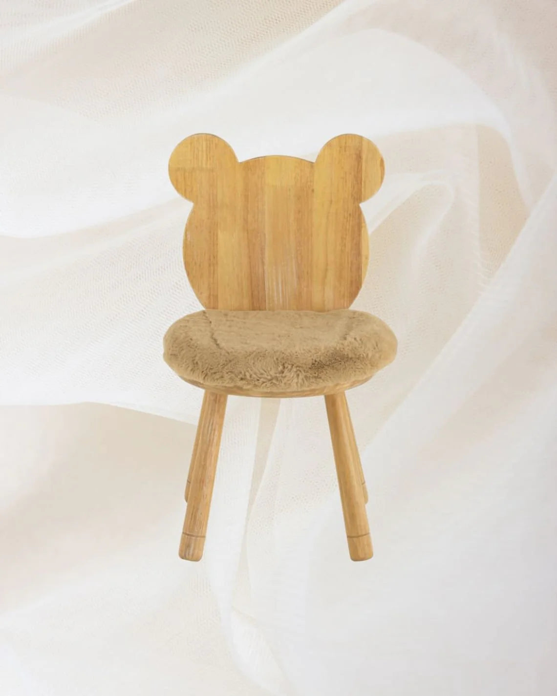 Kid's Fluffy Bear Wooden Chair
