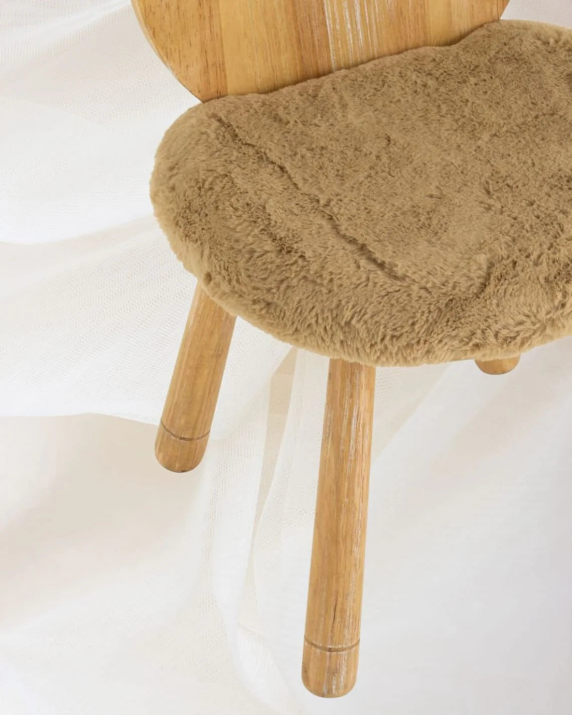 Kid's Fluffy Bear Wooden Chair