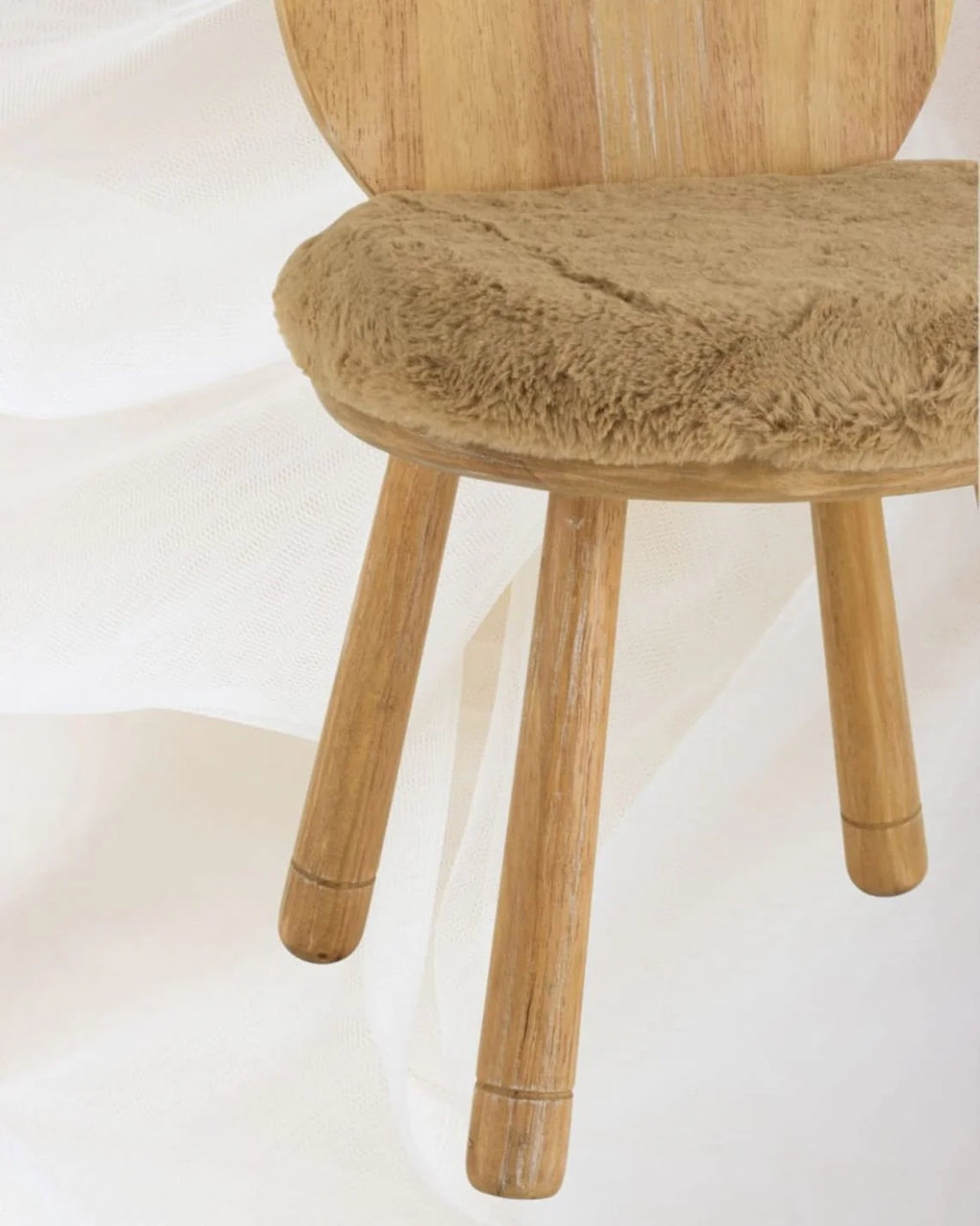 Kid's Fluffy Bear Wooden Chair