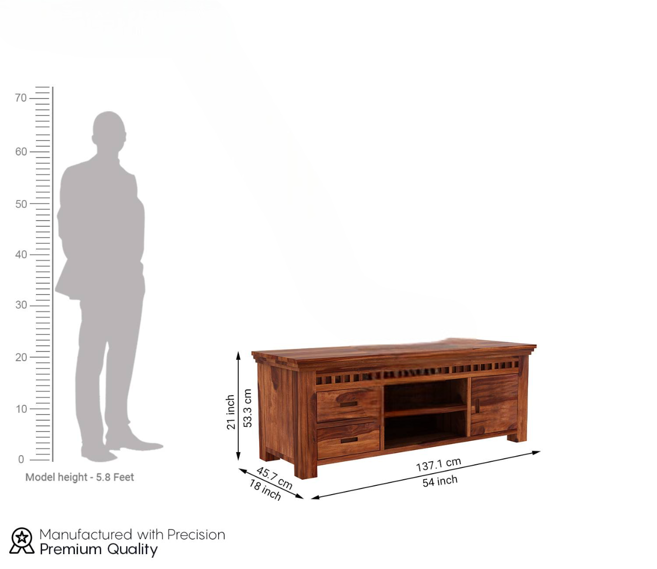 Adolph Sheesham Wood Tv Unit with Open & Close Storage