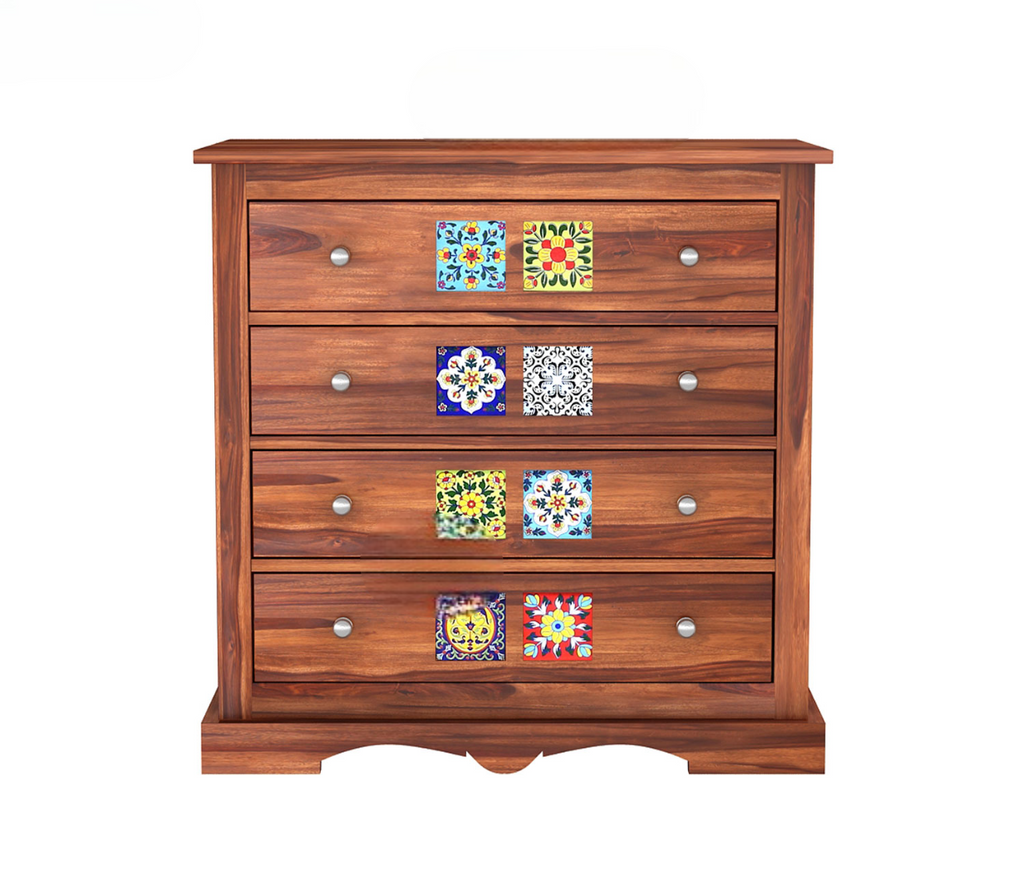 Boho 4-Drawer Wooden Chest Of Drawers