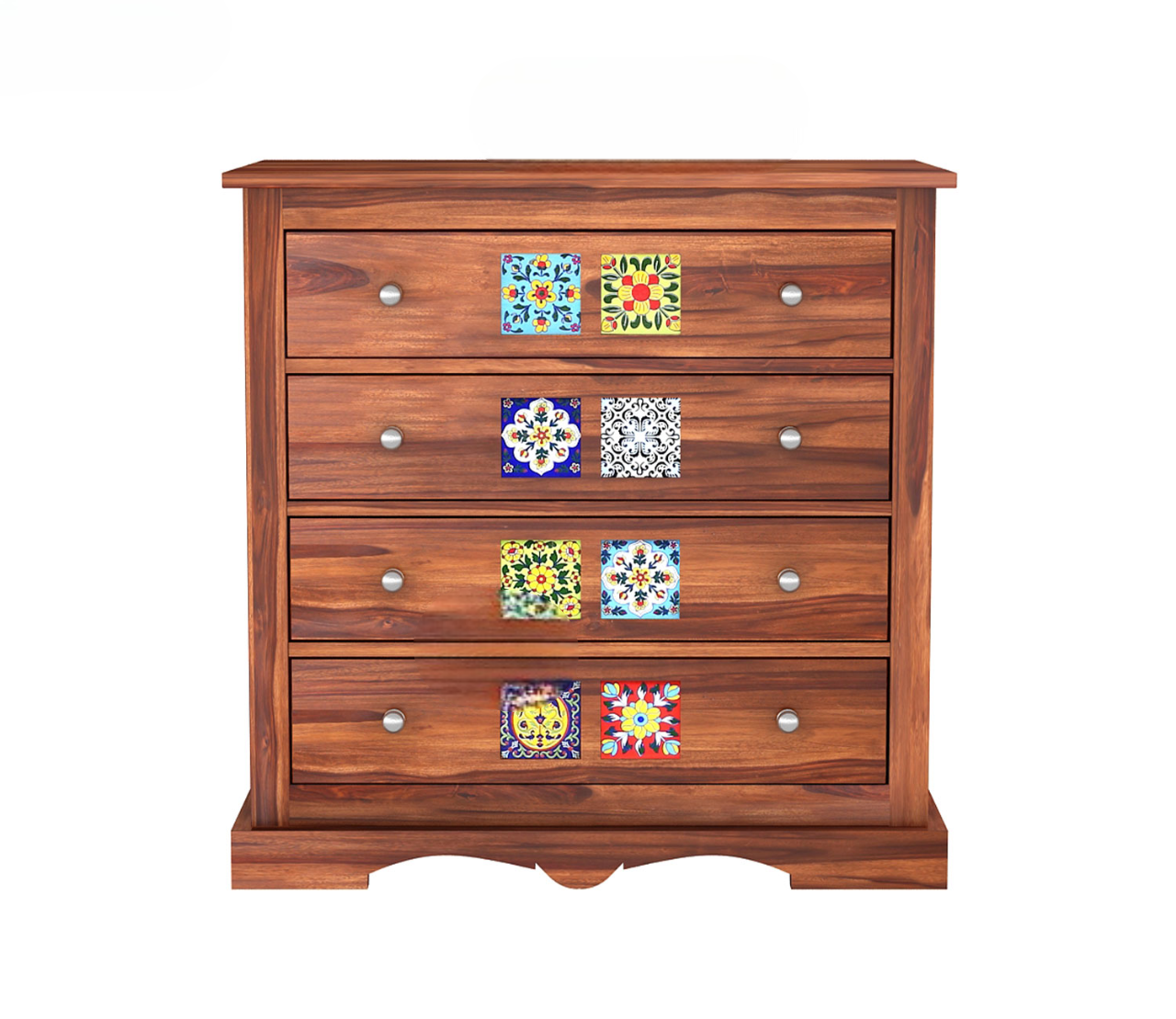 Boho 4-Drawer Wooden Chest Of Drawers