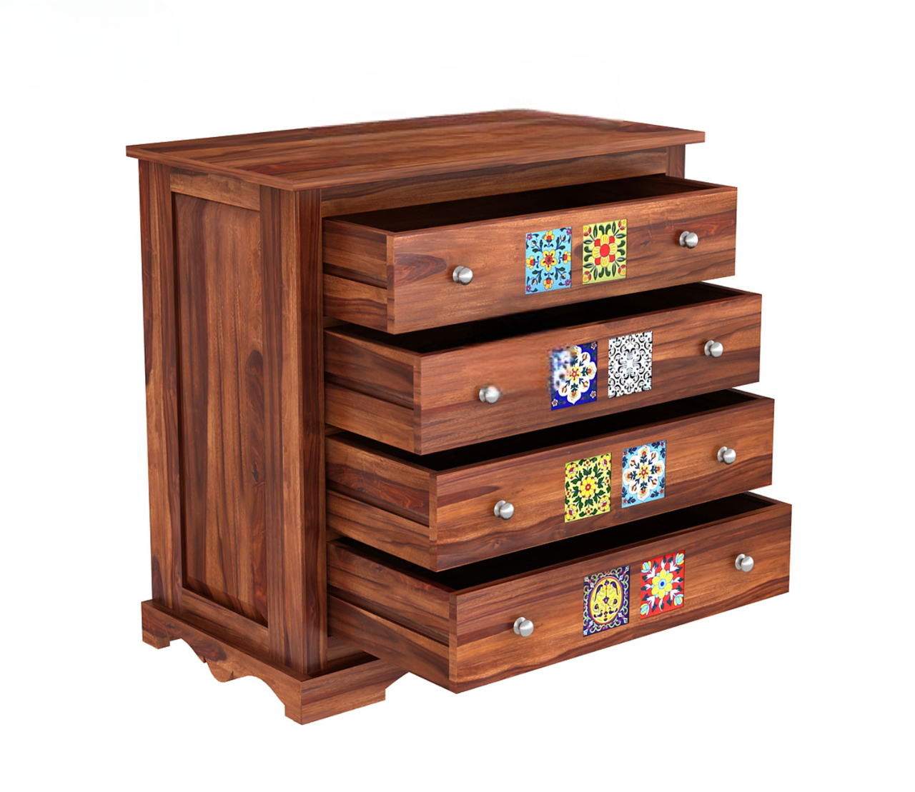Boho 4-Drawer Wooden Chest Of Drawers