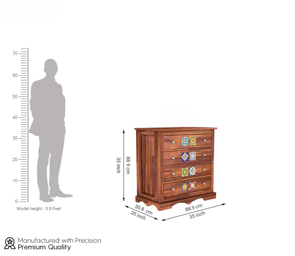 Boho 4-Drawer Wooden Chest Of Drawers