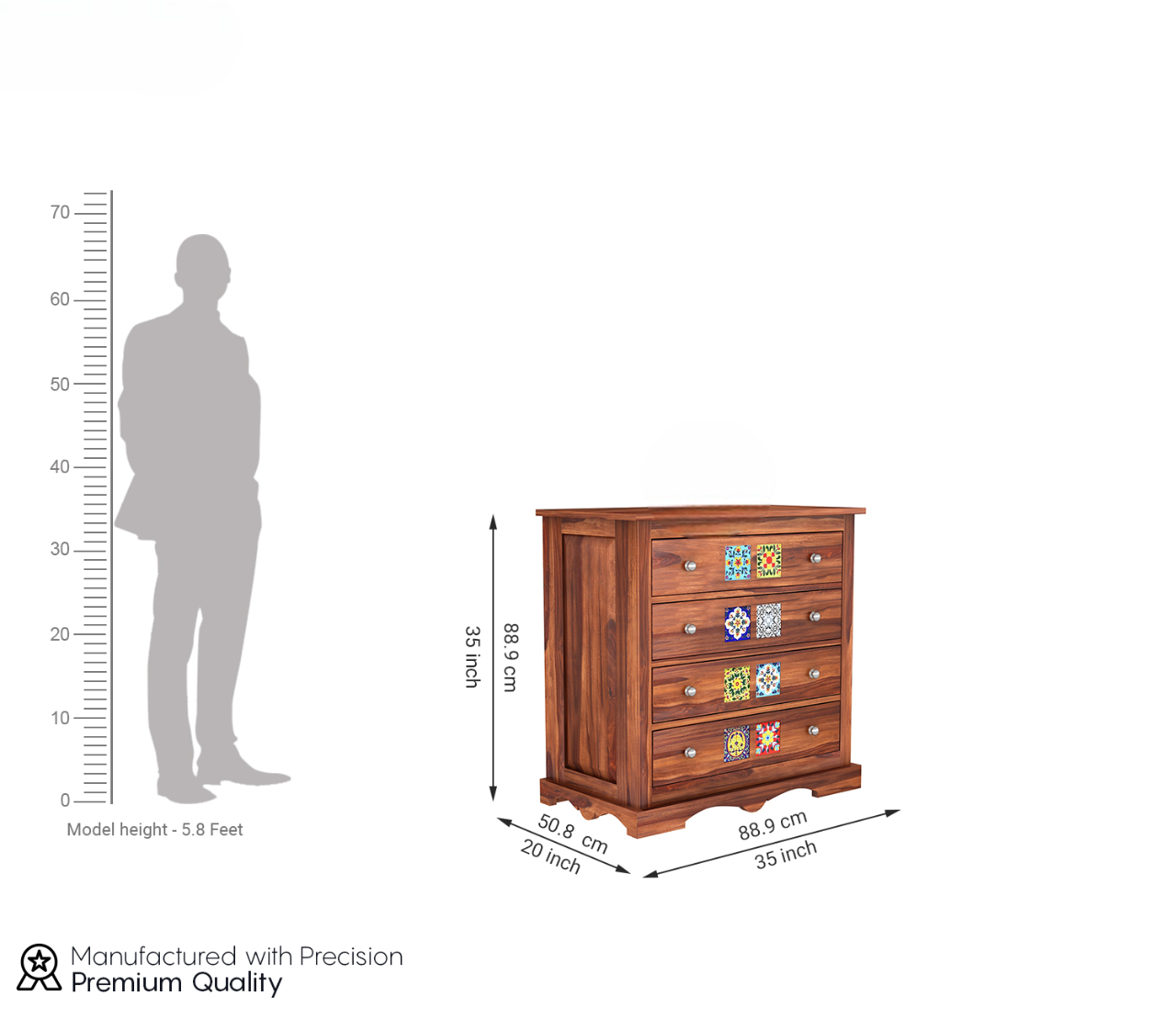 Boho 4-Drawer Wooden Chest Of Drawers