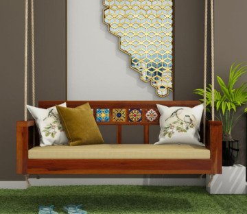 Premium Wooden Swing Chair – Rustic Hanging Seat for Balcony Bliss