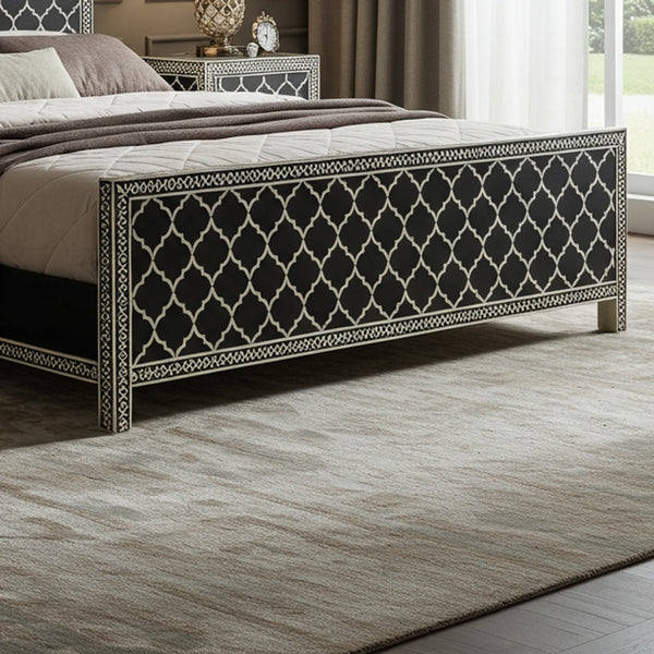 MoonRest Luxury Black and White Patterned Upholstered Bed