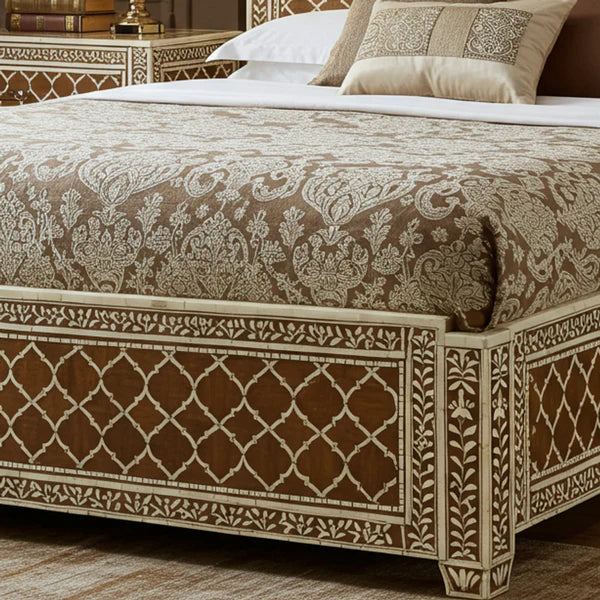 MoonRest Luxury Brown and Ivory Inlaid Bed