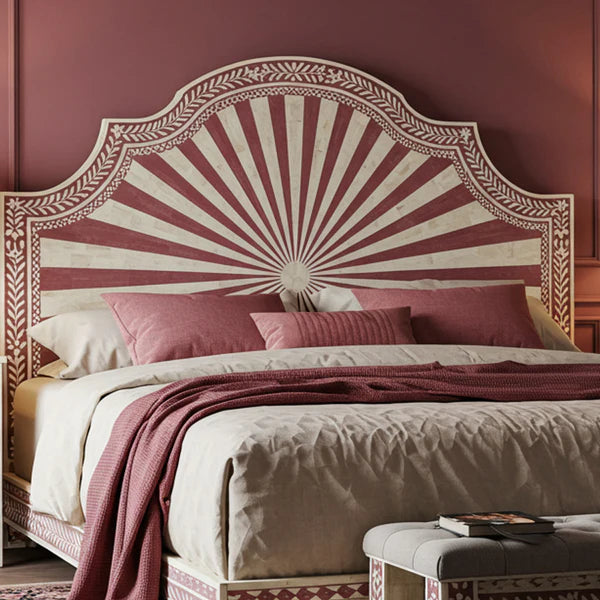 MoonRest Luxury Hand-Painted Wooden Bed & Nightstand Set