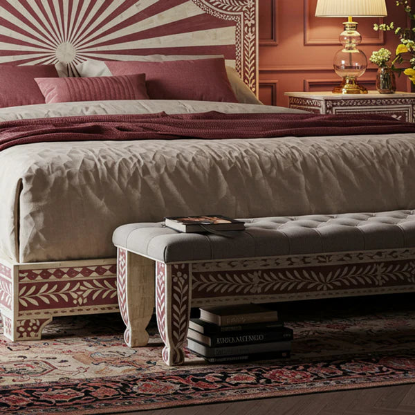 MoonRest Luxury Hand-Painted Wooden Bed & Nightstand Set