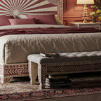 MoonRest Luxury Hand-Painted Wooden Bed & Nightstand Set