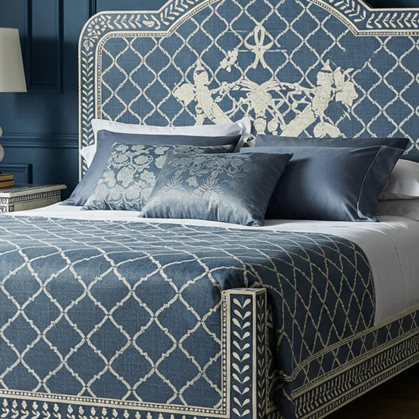 MoonRest Luxury Handcrafted Blue Bone Inlay King Bed