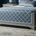 MoonRest Luxury Handcrafted Blue Bone Inlay King Bed