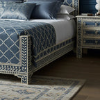 MoonRest Luxury Handcrafted Blue Bone Inlay King Bed
