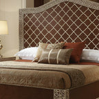 MoonRest Luxury Handcrafted Brown Inlay Bed with Ornate Headboard