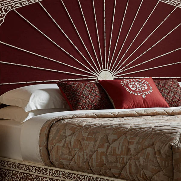 MoonRest Luxury Handcrafted Inlaid Wood Bed with Ornate Headboard