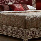 MoonRest Luxury Handcrafted Inlaid Wood Bed with Ornate Headboard