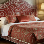 MoonRest Luxury Handcrafted Red Bone Inlay King Bed with Matching Nightstands