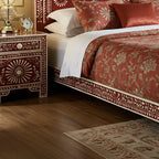 MoonRest Luxury Handcrafted Red Bone Inlay King Bed with Matching Nightstands