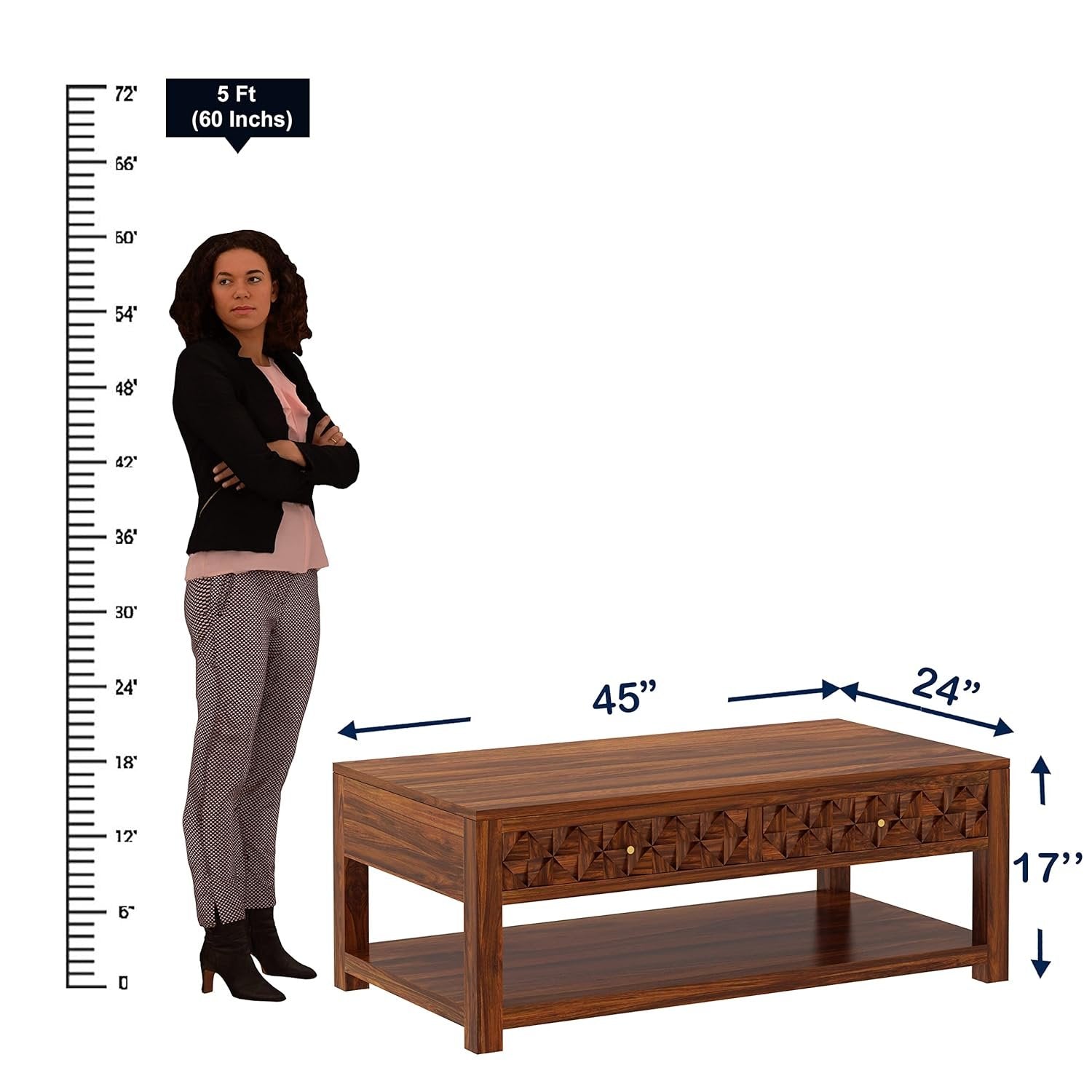 Beanoak Solid Sheesham Wood Coffee Table