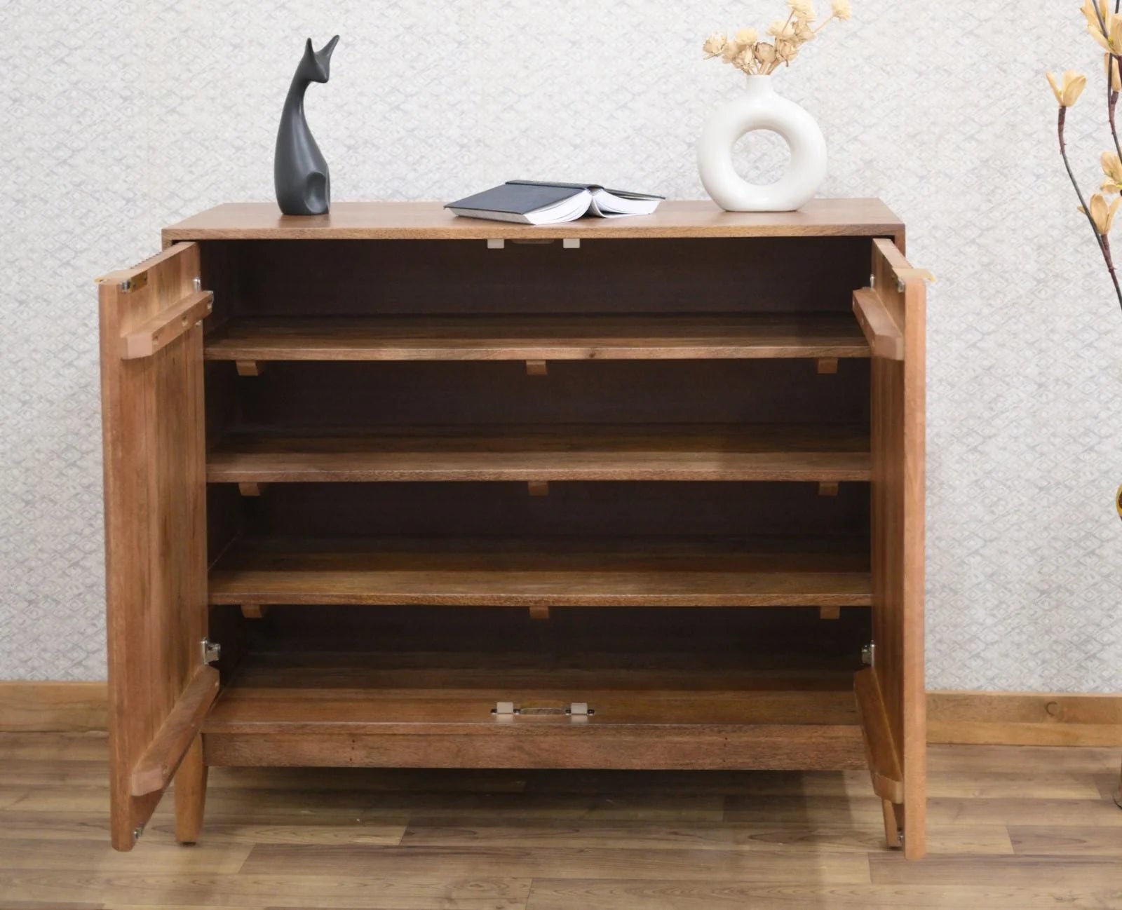 Varnix Solid Wood Shoe Rack Two Door
