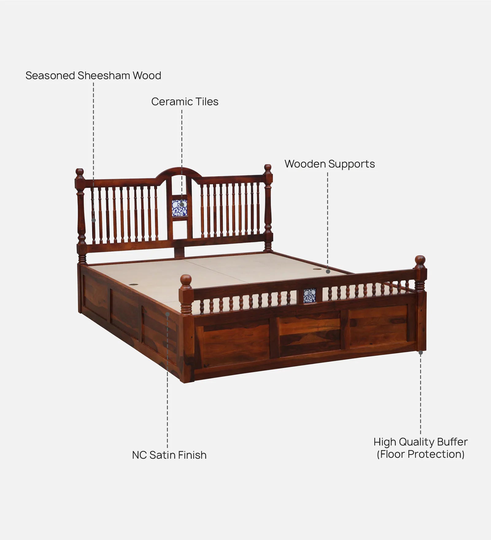 Traditional Indian Bed with Box Storage